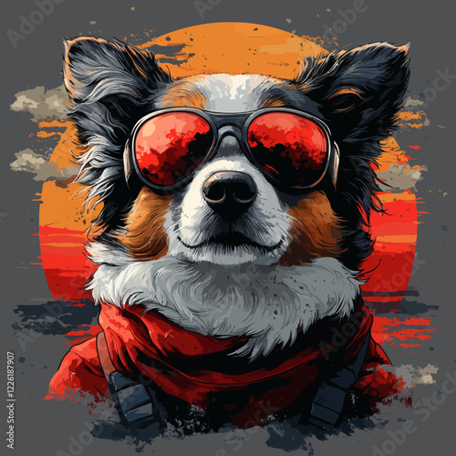 cool dog wearing ski goggle Generative AI