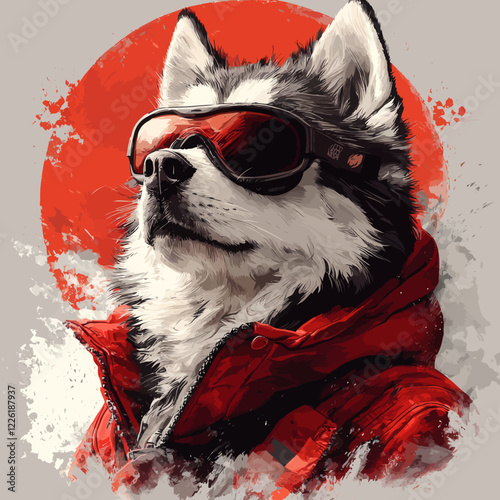 cool dog wearing ski goggle Generative AI