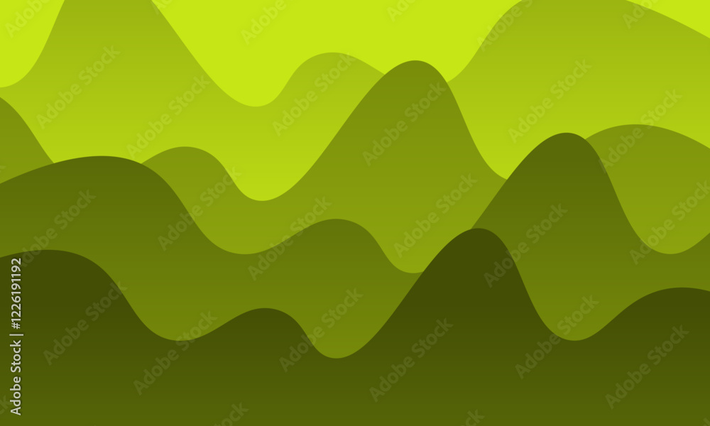 Obraz premium A bright green abstract background featuring wavy gradient shapes conveys freshness and modern design. Perfect for technology, eco-themed projects and creative designs.
