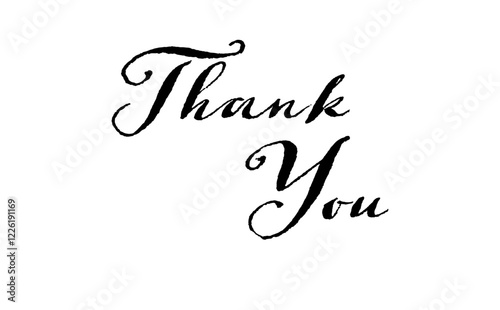 手書き風の筆記体で書いたThank you（ありがとう）の文字（カリグラフィー）
