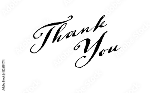 手書き風の筆記体で書いたThank you（ありがとう）の文字（カリグラフィー）
