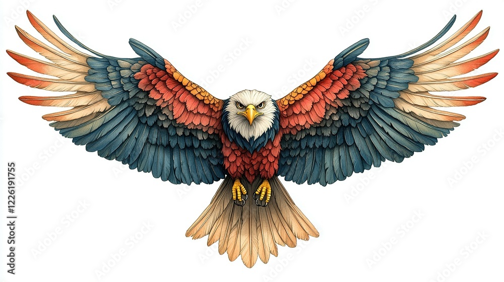 Obraz premium Majestic Eagle Soaring With Wings Spread Wide