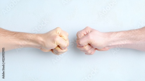 Two fists facing each other, conflict concept photo