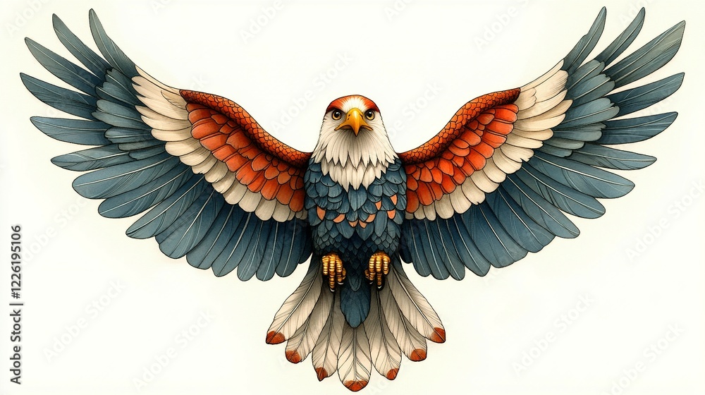 Obraz premium Majestic Eagle Soaring With Wings Outspread