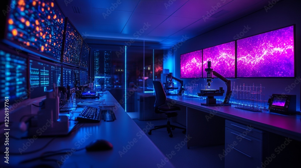 A futuristic laboratory with a strong sense of technology A futuristic laboratory with a strong sense of technology