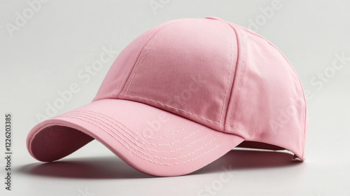 pink cap with curved brim, displayed on neutral background, showcasing its simple and stylish design. Perfect for casual wear or outdoor activities photo