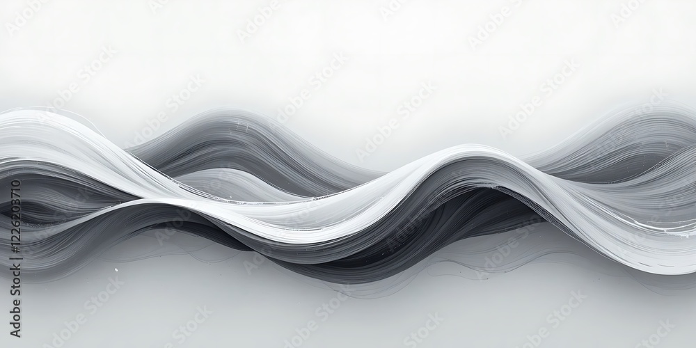 Obraz premium Abstract grayscale flowing wave design illustration