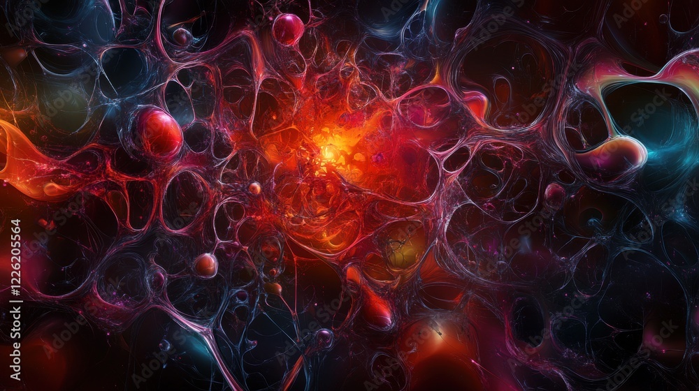 Obraz premium Abstract space explosion digital art cosmic environment vibrant colors creative concept for visual impact