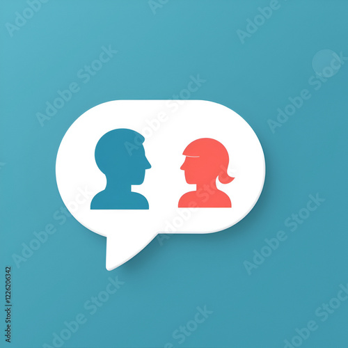 Two person Conversation with Speech bubble icon animation. simple symbol with 2 profile chatting. online commination and talk. photo