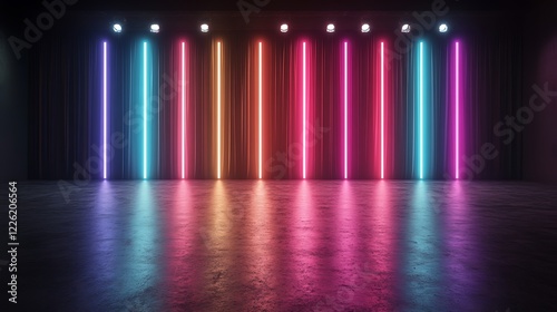 Wallpaper Mural Neon Lights Illuminate Stage Curtains Backdrop Torontodigital.ca