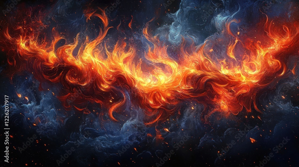 Fiery cosmic stream, nebula background, digital art, design element Fiery cosmic stream, nebula background, digital art, design element