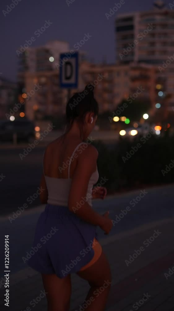 Evening Jogging in an Urban Landscape, capturing the essence of an active lifestyle Evening Jogging in an Urban Landscape, capturing the essence of an active lifestyle