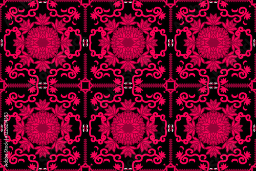 Tile fabric pattern for Moroccan and Turkish people that is a national pattern with thousands of colorful flowers designed for Moroccan and Turkish people. Turkish texture, wallpaper, vector.