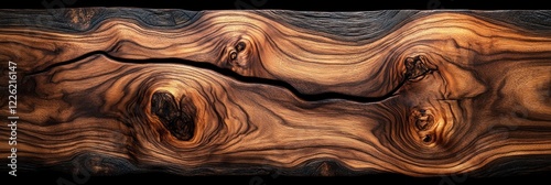 Stunning Dark Wood Grain Texture: Live Edge Slab with Knots and Cracks
