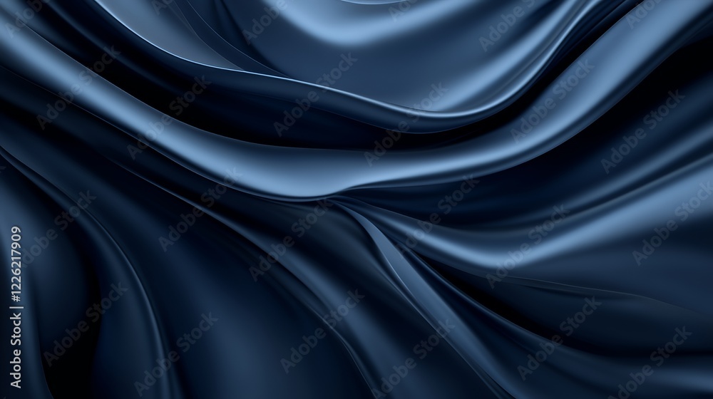 Fototapeta premium Dark Blue Draped Fabric Abstract Background