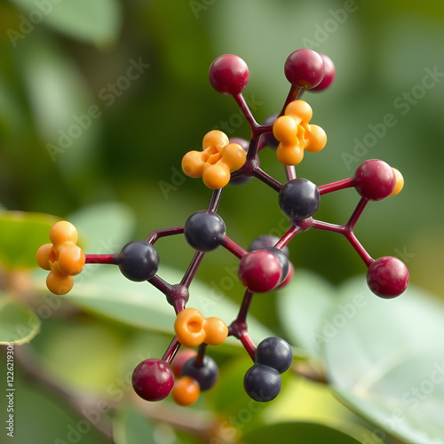 Pterostilbene, stilbenoid molecule. It has a role as metabolite, antioxidant, antineoplastic agent, neurotransmitter. Molecular model photo