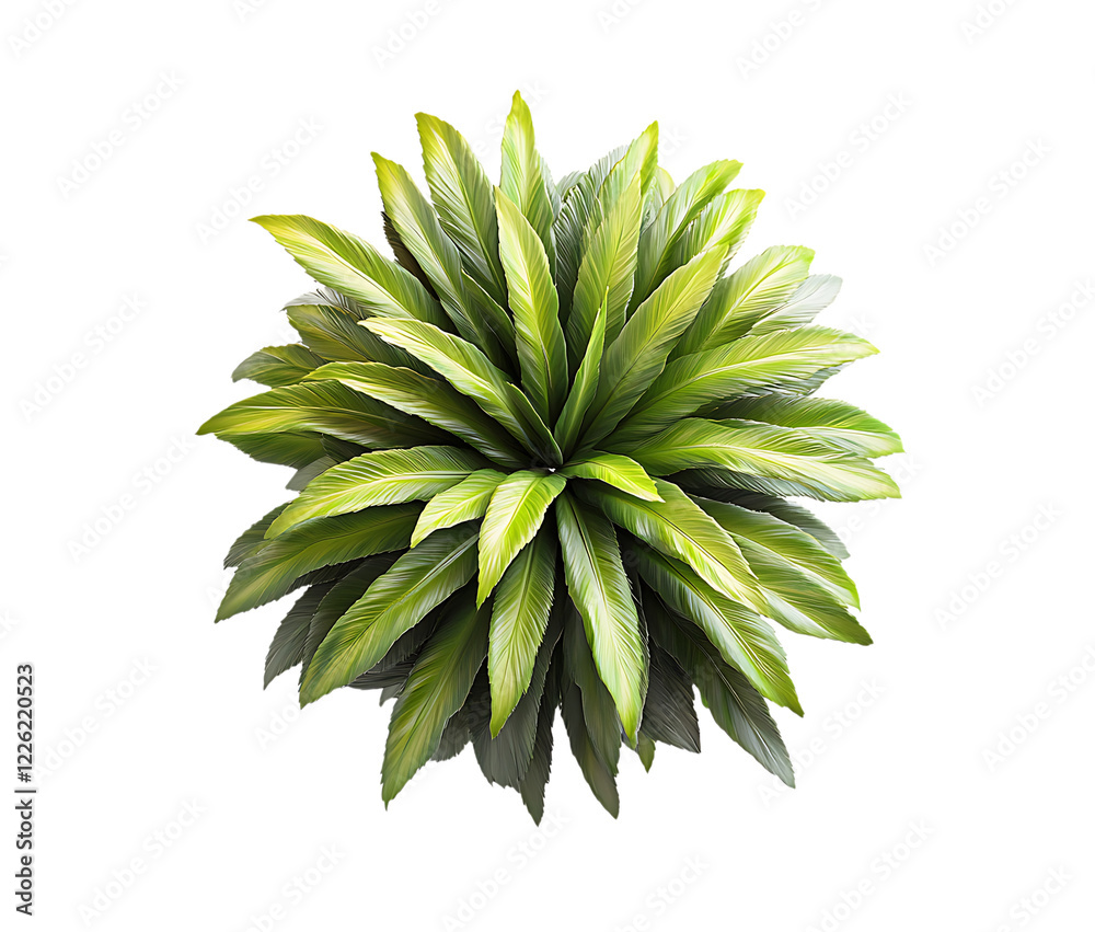 Fototapeta premium Overhead shot of lush green tropical plant. Perfect for design or illustration.