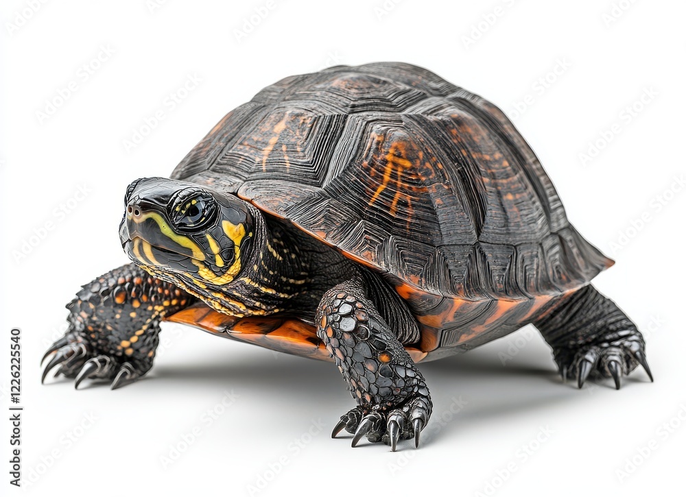 Obraz premium Realistic turtle figure with intricate details showcasing vibrant shell colors and unique textures on a light background for creative projects