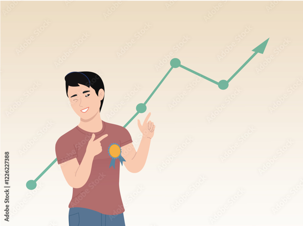 Achievement with mapped process, mission accomplished, ladder of ideas, time, great results, process, target audience, employee indicating graph in constant growth