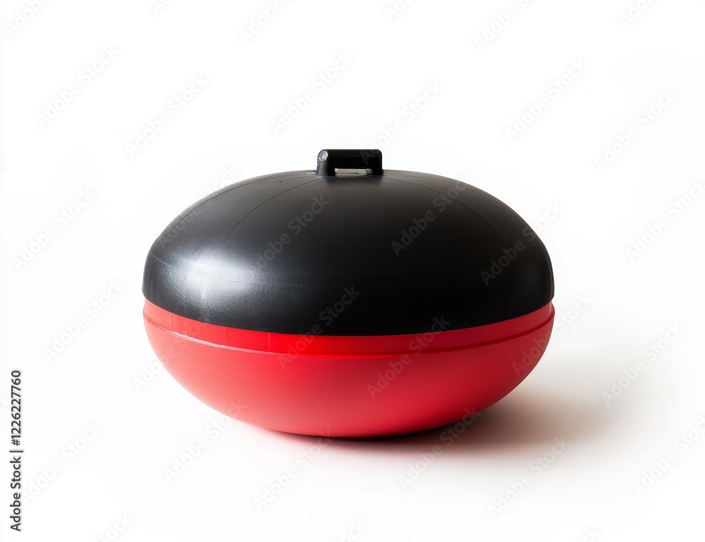 Fototapeta premium Red and black plastic container with a lid and handle.