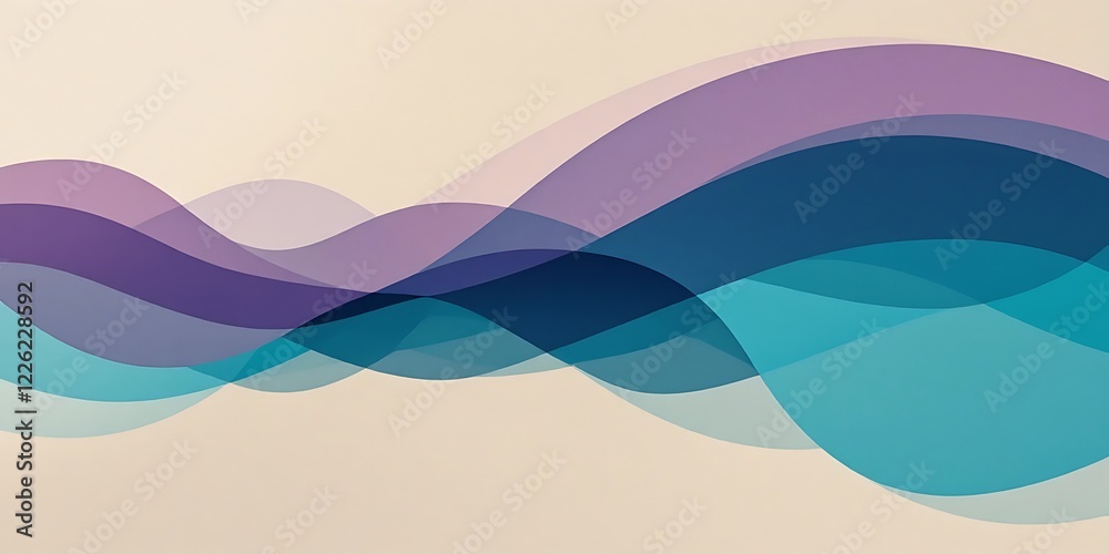 Fototapeta premium Abstract Waves of Purple Blue and Teal Hues
