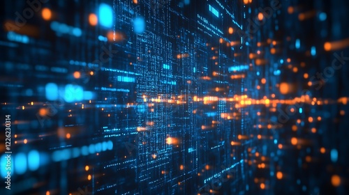 Wallpaper Mural Futuristic Digital Blue and Orange Light Matrix for Tech and Cyber Themes : Generative AI Torontodigital.ca