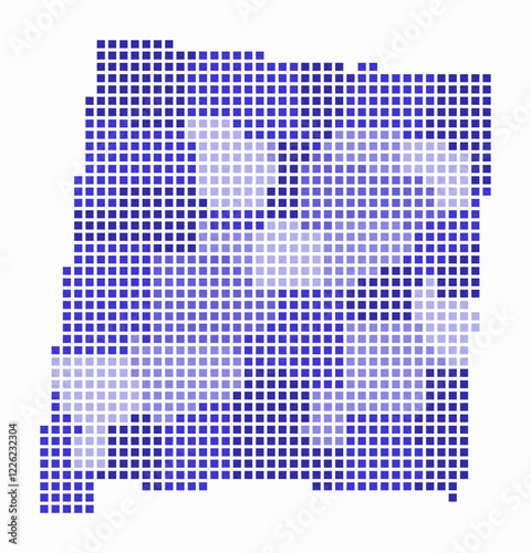 New Mexico dotted map. Digital style map of the state on white background. New Mexico shape with square dots. Colored dots style. Large size squares. Amazing vector illustration.