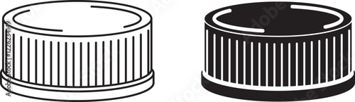 side view Plastic bottle screw cap icon set