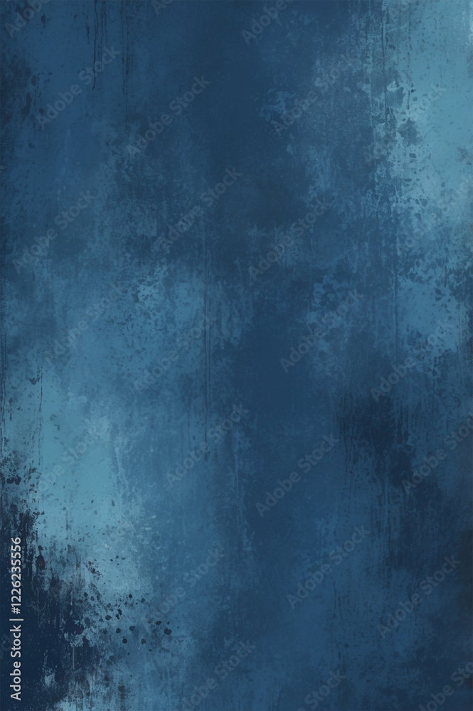 Fototapeta premium Abstract deep blue background textures featuring grainy effects, scratched surfaces, and artistic gradients. The design blends urban aesthetics, seamless patterns, and calm yet mysterious marine.