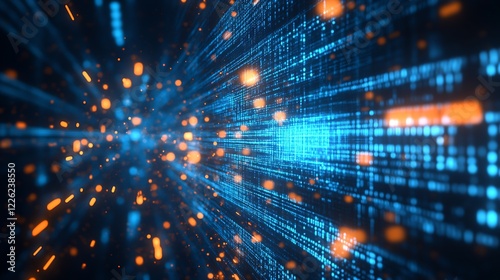 Wallpaper Mural Dynamic Blue and Orange Digital Light Stream Ideal for Technology and Innovation Concepts : Generative AI Torontodigital.ca