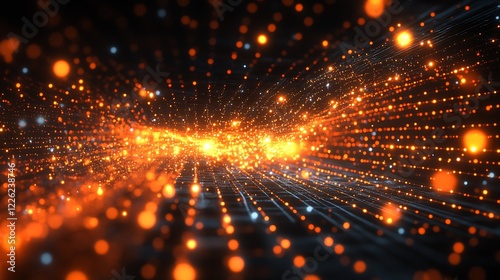 Wallpaper Mural Vibrant Abstract Digital Light Background With Sparkling Orange Particles : Generative AI Torontodigital.ca