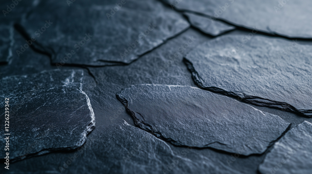 Textured natural slate stone surface in a minimalist design, ideal for architectural and interior decoration projects. Textured natural slate stone surface in a minimalist design, ideal for architectural and interior decoration projects.
