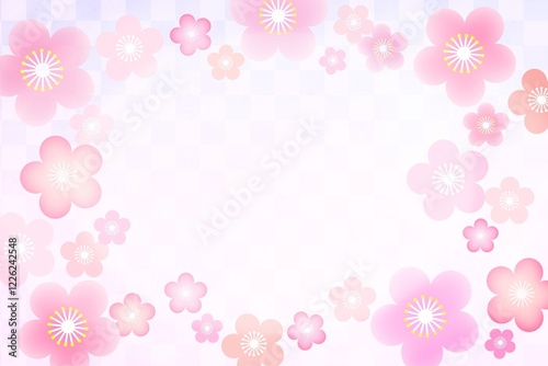 かわいい和風の梅の花の背景フレーム ひなまつり