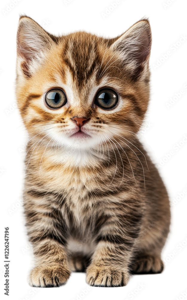 Cute tabby kitten with big eyes in studio setting isolated on transparent background Cute tabby kitten with big eyes in studio setting isolated on transparent background