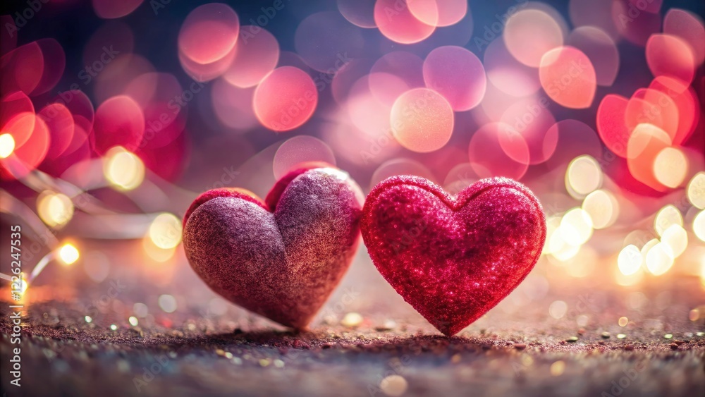 Macro Valentine's Day Hearts: Close-Up Red Pink Double Heart Background Photography Macro Valentine's Day Hearts: Close-Up Red Pink Double Heart Background Photography