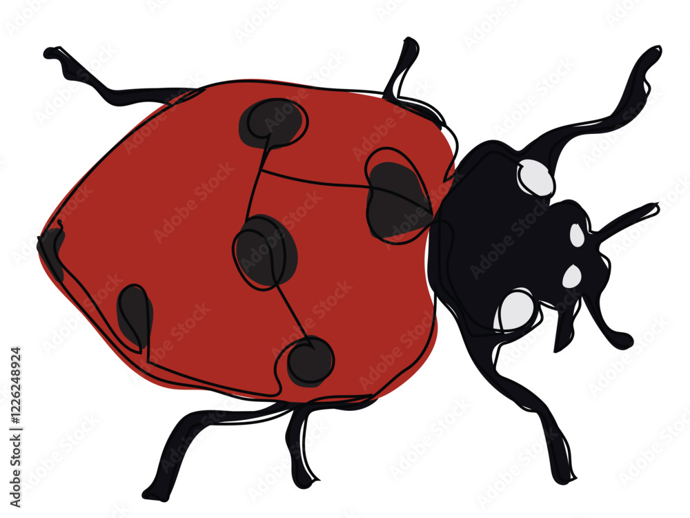 Ladybug in continuous line style on a white background. Ladybug in continuous line style on a white background.