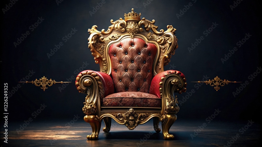 Exquisite Golden Kings Armchair A 3D Render of Regal Opulence Exquisite Golden Kings Armchair A 3D Render of Regal Opulence