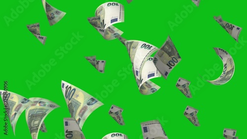 Euro Rainfall Green screen, a rain of Euro with green screen chroma key 