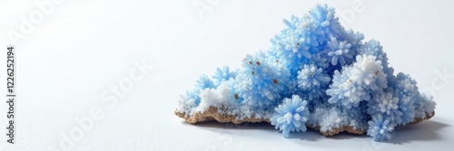 Chalcanthite copper sulfate crystals on a white background, copper sulfate, mineral photo