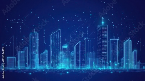 Digital Cityscape Networked Buildings Illuminated