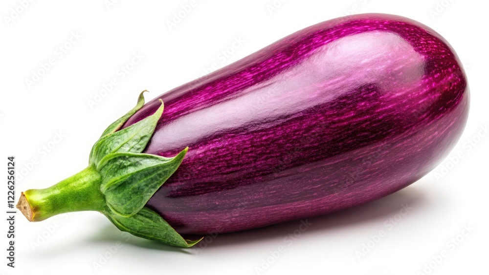 Panoramic Eggplant Photography: High-Resolution Whole Eggplant Image with Crisp Focus on White Background Panoramic Eggplant Photography: High-Resolution Whole Eggplant Image with Crisp Focus on White Background