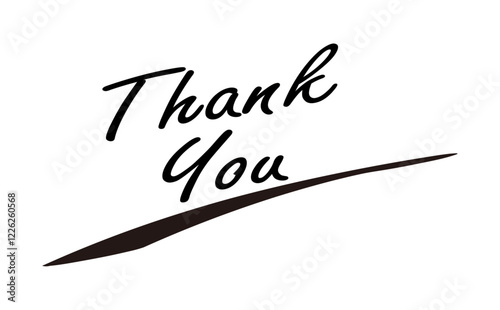 手書き風の書体で書いたThank you（ありがとう）の文字（カリグラフィー）
