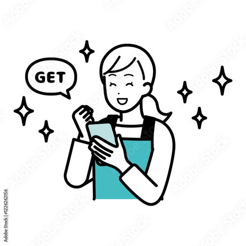 Housewife who operates a smartphone to get.
