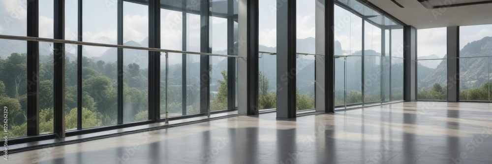 Fototapeta premium Glass balustrade and floor-to-ceiling windows, luxury, balustrade, modern