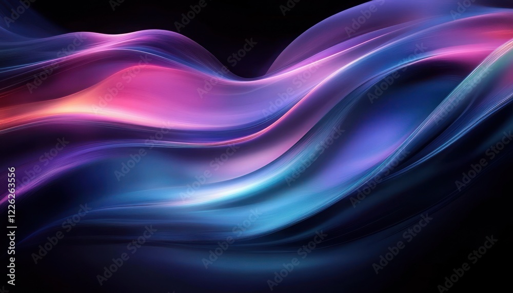 Neon Wave Abstract Digital Art with Smooth Curves and Vibrant Blue Purple Light Neon Wave Abstract Digital Art with Smooth Curves and Vibrant Blue Purple Light