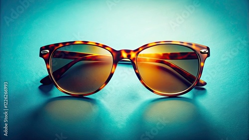 Vintage Tortoiseshell Sunglasses, Retro Shades, Blue Background, Stylish Eyewear, Fashion Photography photo