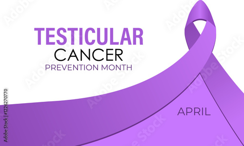 Vector graphic of Testicular Cancer Awareness Month. Purple cancer awareness Realistic ribbon. Design for banner, cards, prints, social media, poster, flyer and background design template.