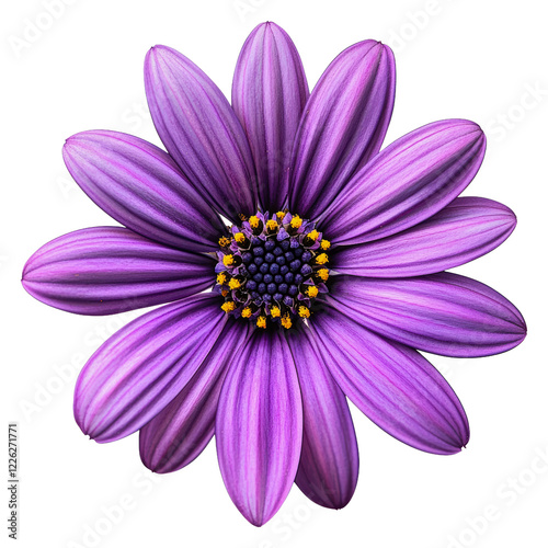 Beautiful purple flower with intricate petals isolated on transparent background