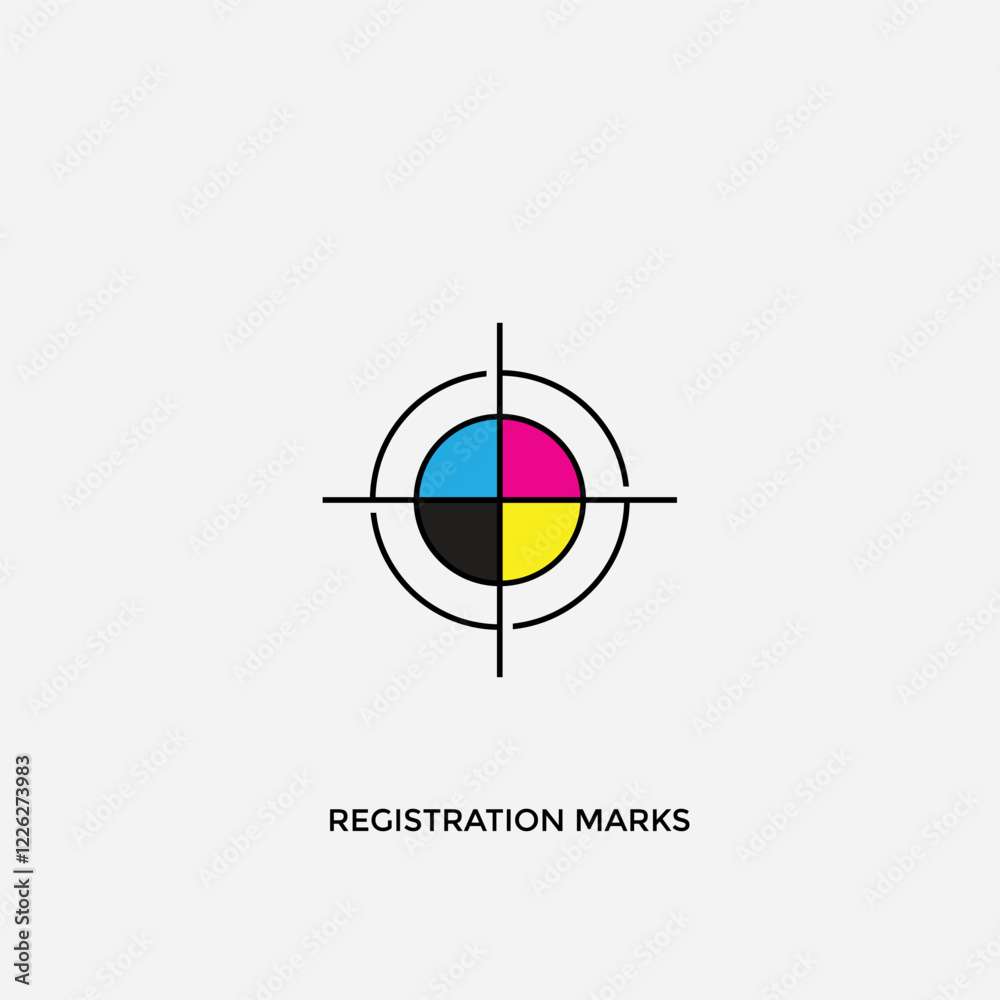 Registration mark, Print, ckyk color, ctp, cmyk colour chart, cmyk concept, inks fully editable vector template Registration mark, Print, ckyk color, ctp, cmyk colour chart, cmyk concept, inks fully editable vector template