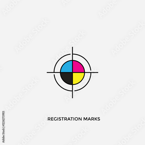 Registration mark, Print, ckyk color, ctp, cmyk colour chart, cmyk concept, inks fully editable vector template